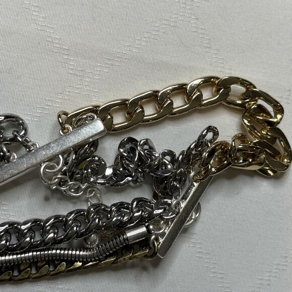 Jenny Bird Five Chain Silver Gold Bracelet Iconic Boho Chunky Lagenlook Vibes - Picture 11 of 14